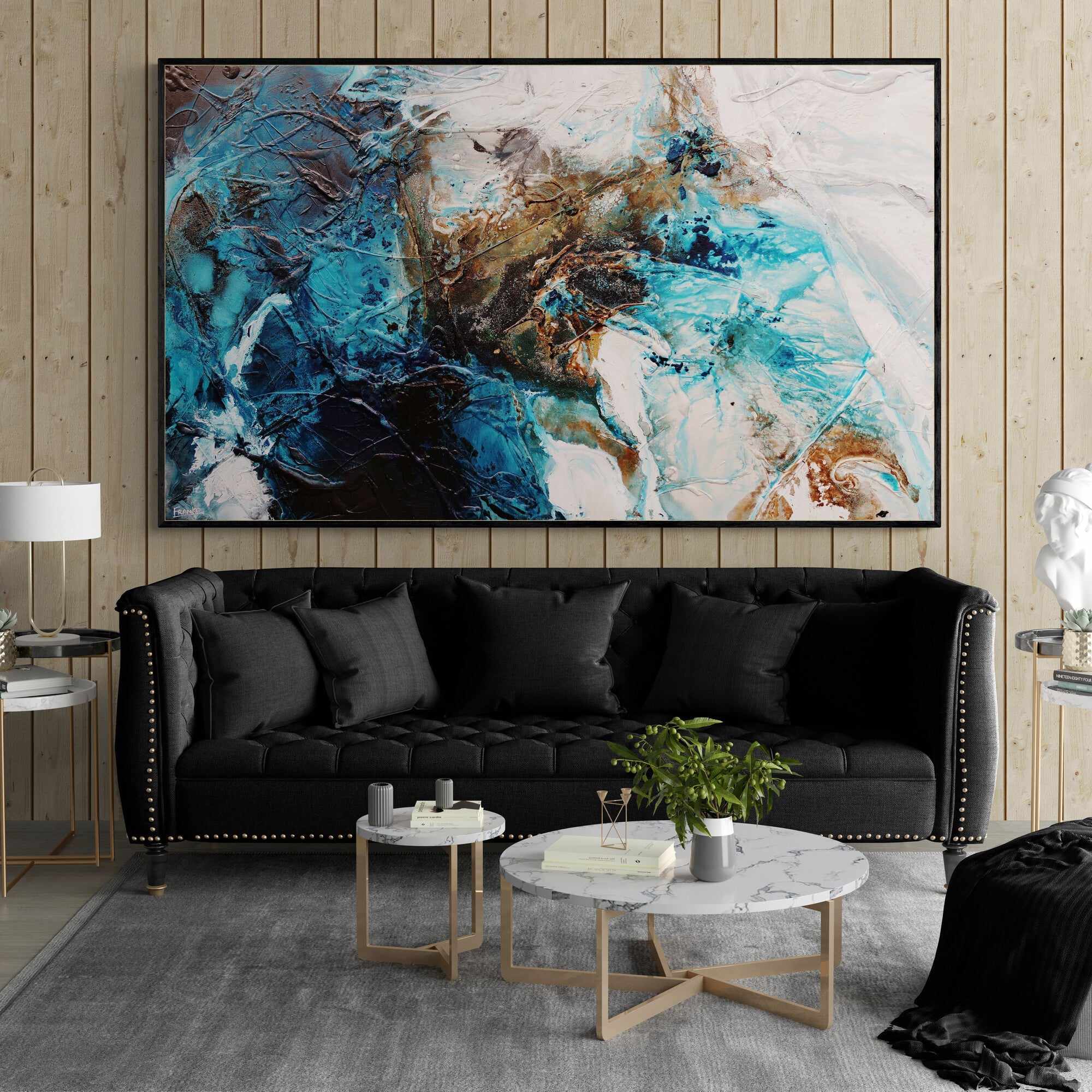 Southern Honeycomb 200cm x 120cm Teal Rust White Textured Abstract Painting (SOLD)-Abstract-Franko-[Franko]-[huge_art]-[Australia]-Franklin Art Studio