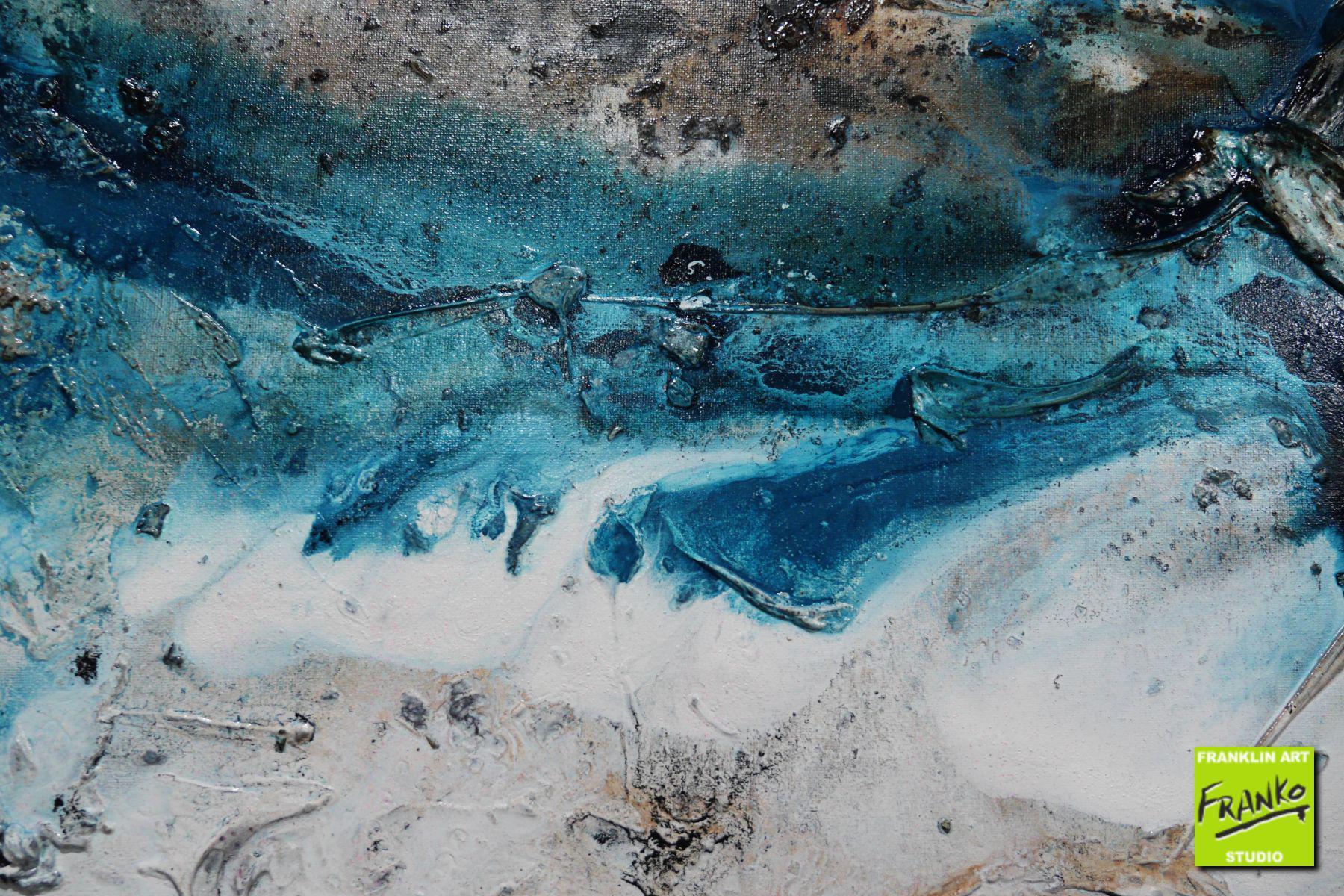 Southern Liquid Rush 240cm x 100cm Blue Grey Black Textured Abstract Painting (SOLD)
