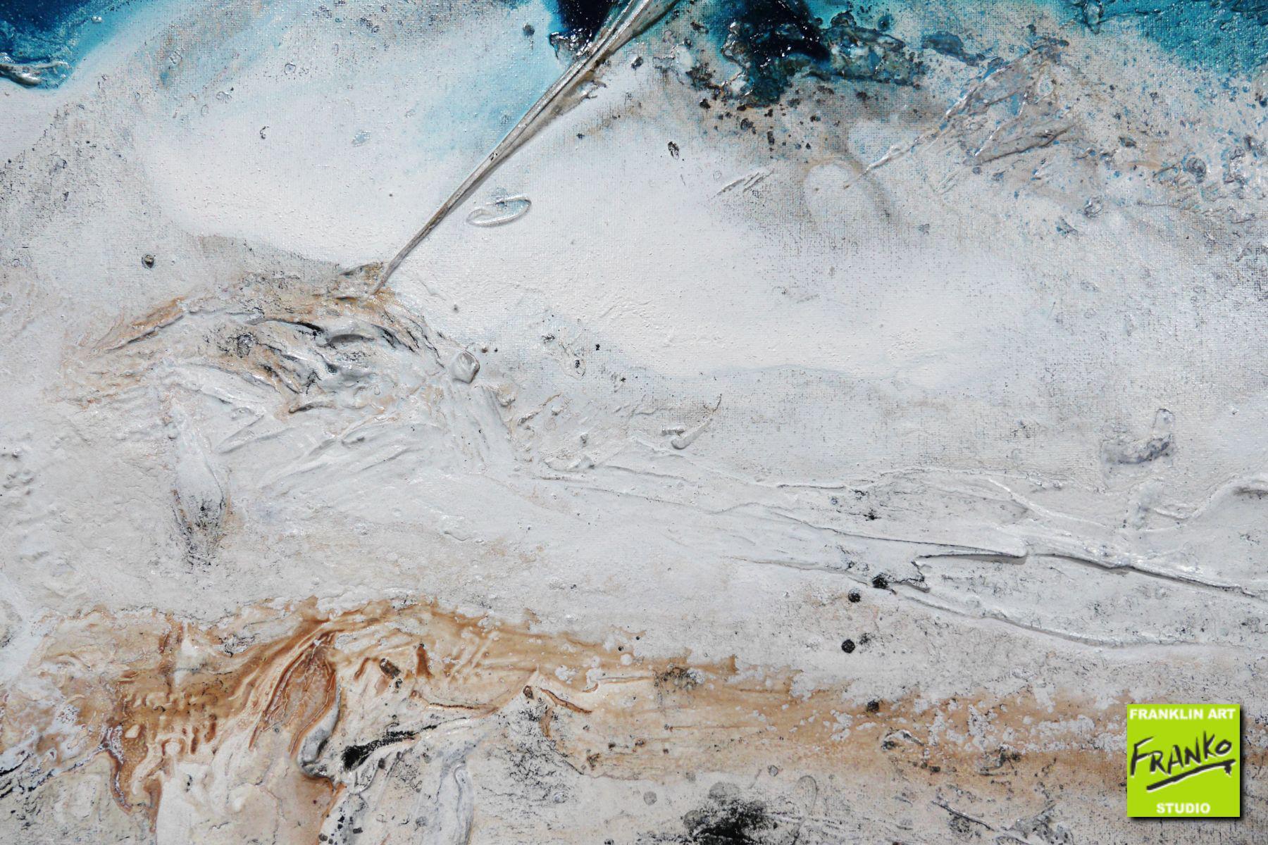 Southern Liquid Rush 240cm x 100cm Blue Grey Black Textured Abstract Painting (SOLD)