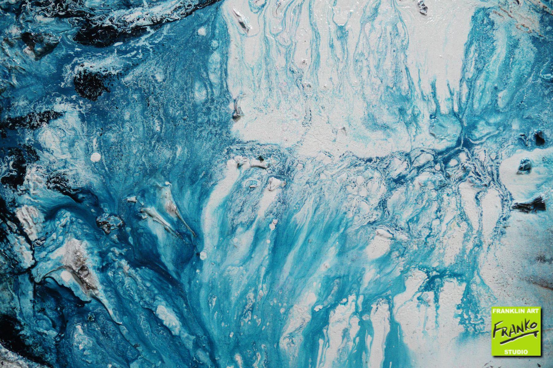 Southern Liquid Rush 240cm x 100cm Blue Grey Black Textured Abstract Painting (SOLD)-Abstract-[Franko]-[Artist]-[Australia]-[Painting]-Franklin Art Studio