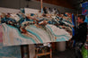 Southern Ocean Class 240cm x 100cm Teal White Orange Textured Abstract Painting (SOLD)-Abstract-[Franko Artist]-[Gold Coast]-[Brisbane]-[Huge]-Franklin Art Studio
