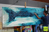 Southern Ocean Melt 240cm x 100cm White Turquoise Textured Abstract Painting (SOLD)-Abstract-Franko-[franko_artist]-[Art]-[interior_design]-Franklin Art Studio