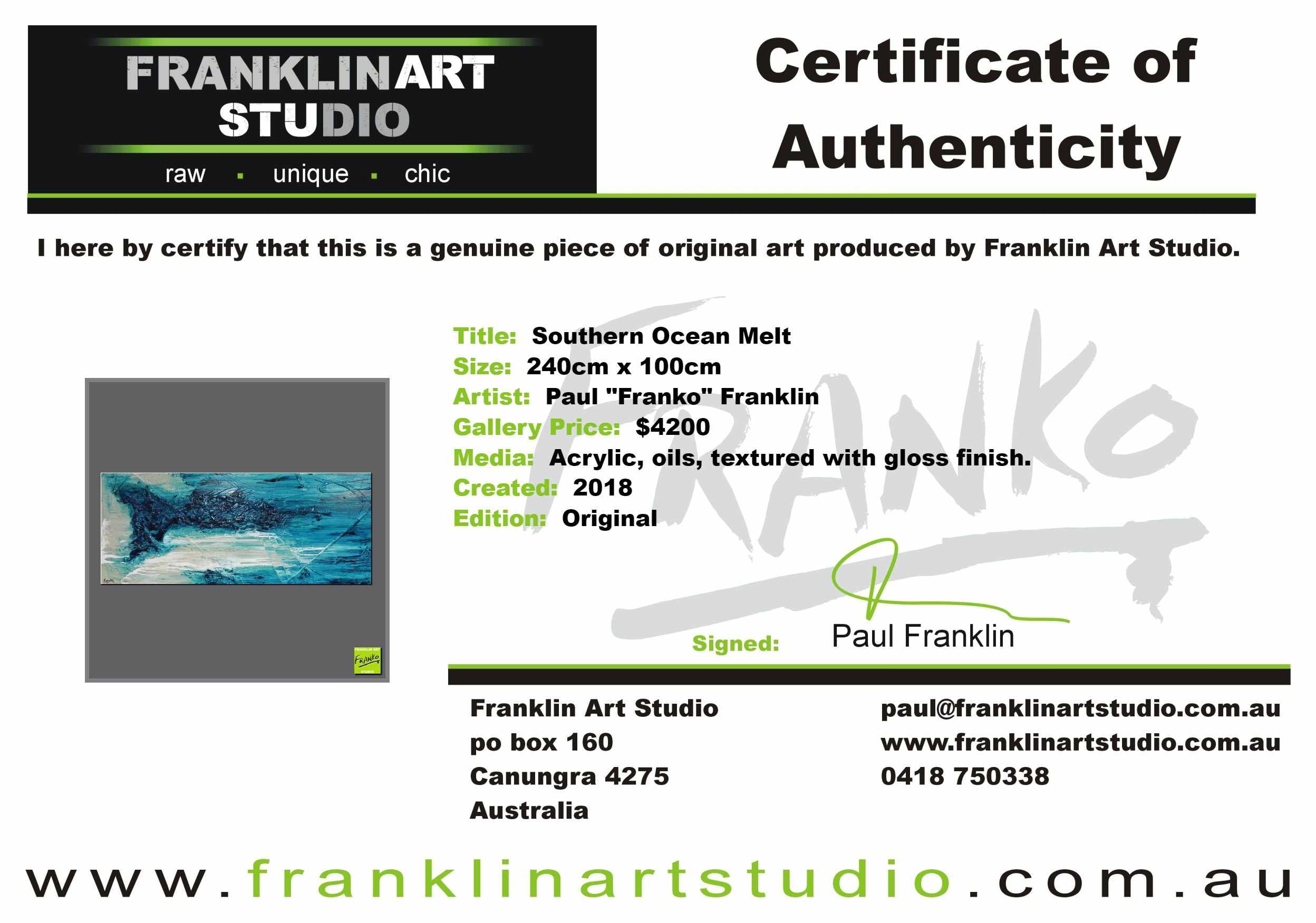 Southern Ocean Melt 240cm x 100cm White Turquoise Textured Abstract Painting (SOLD)-Abstract-[Franko Artist]-[Cheryl]-[Wendy]-[Gabriela]-Franklin Art Studio