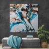 Southern Rapture 150cm x 150cm Teal White Textured Abstract Painting (SOLD)-Abstract-Franko-[franko_artist]-[Art]-[interior_design]-Franklin Art Studio