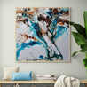 Southern Rapture 150cm x 150cm Teal White Textured Abstract Painting (SOLD)-Abstract-Franko-[Franko]-[huge_art]-[Australia]-Franklin Art Studio