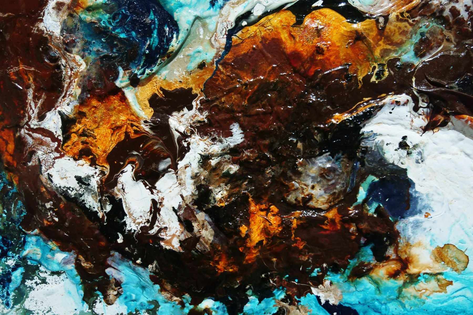 Southern Reef 270cm x 120cm Turquoise Rust Textured Abstract Painting (SOLD)
