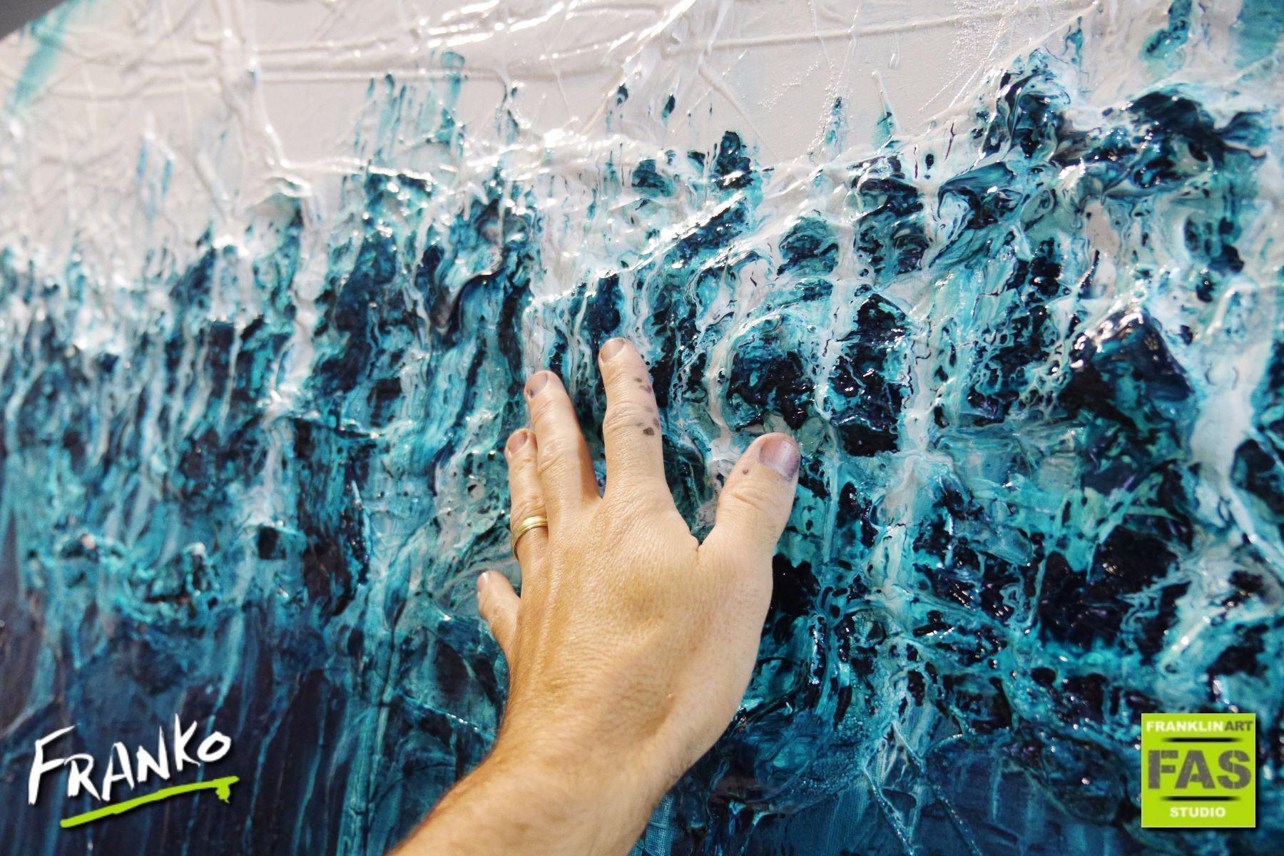 Southern Seas Simmer 240cm x 100cm Turquoise Abstract Painting (SOLD)