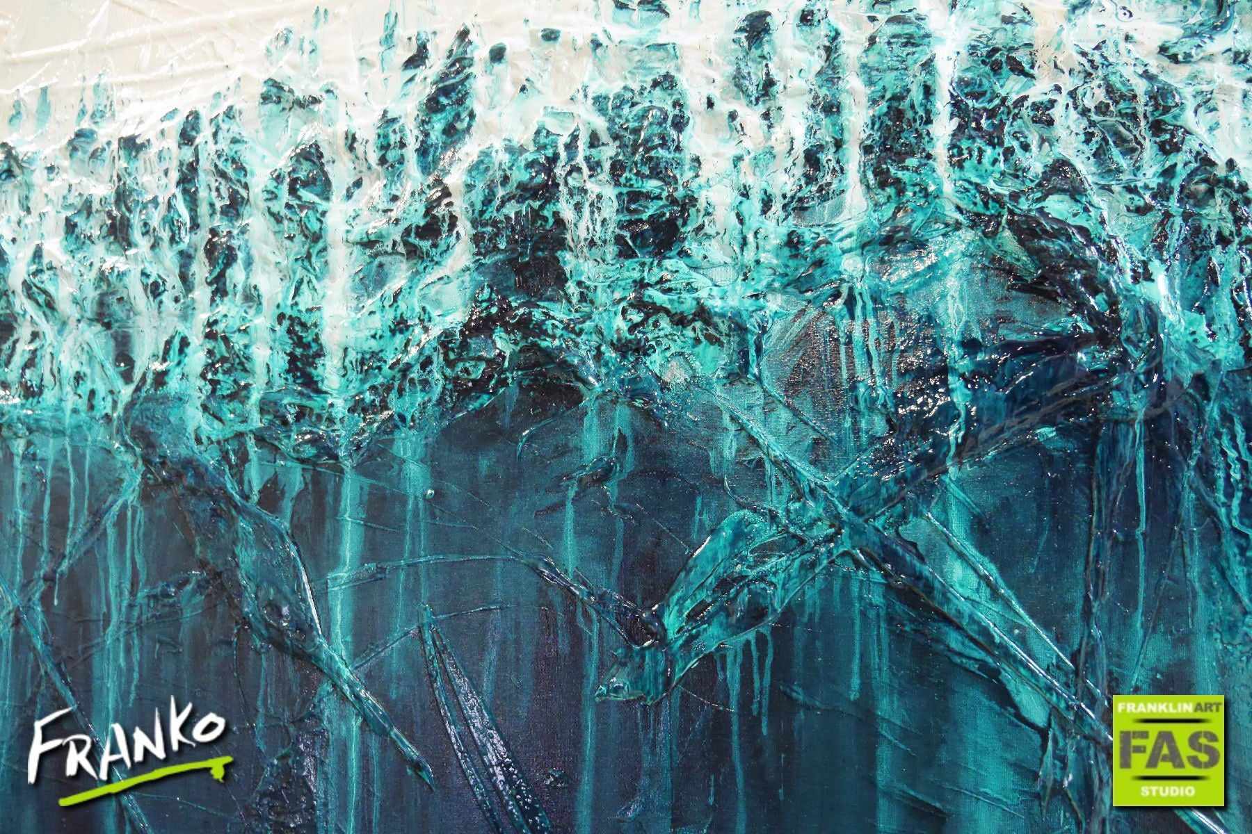 Southern Seas Simmer 240cm x 100cm Turquoise Abstract Painting (SOLD)