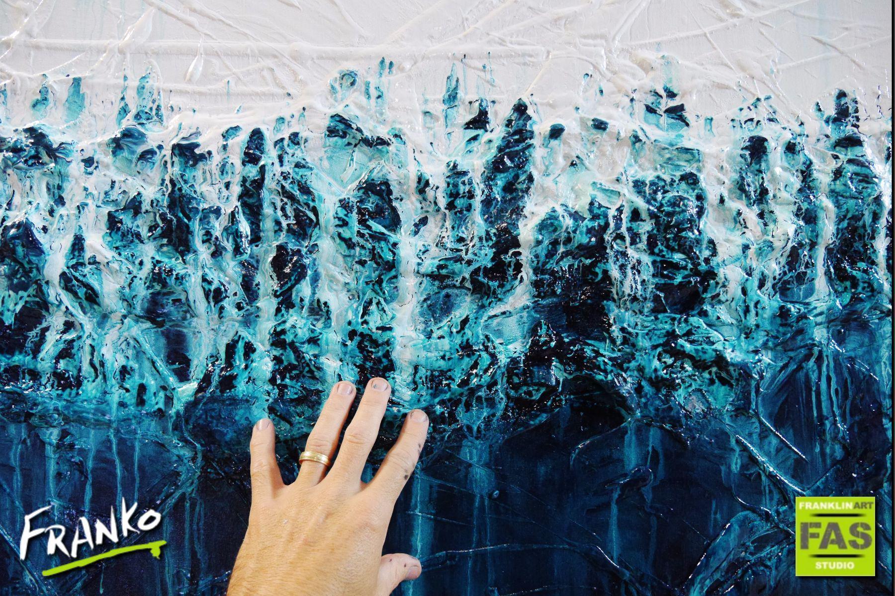 Southern Seas Simmer 240cm x 100cm Turquoise Abstract Painting (SOLD)-abstract-[Franko]-[Artist]-[Australia]-[Painting]-Franklin Art Studio