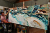 Southern Teal 240cm x 120cm White Turquoise Rust Textured Abstract Painting (SOLD)-Abstract-Franko-[franko_artist]-[Art]-[interior_design]-Franklin Art Studio