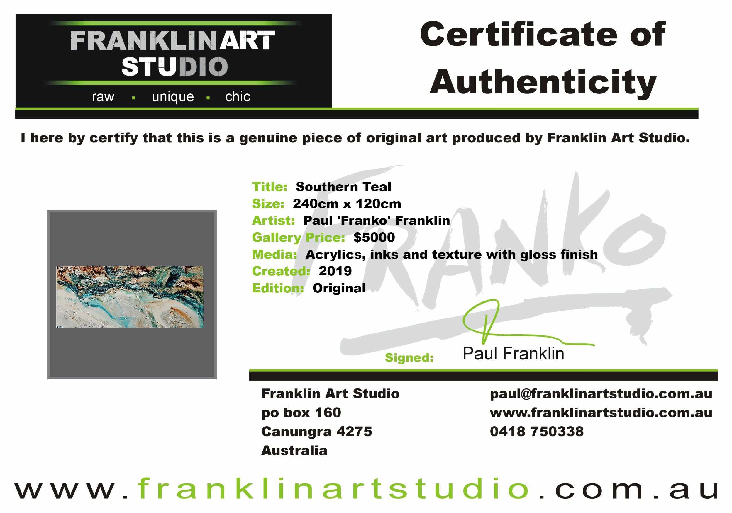 Southern Teal 240cm x 120cm White Turquoise Rust Textured Abstract Painting (SOLD)-Abstract-[Franko Artist]-[Cheryl]-[Wendy]-[Gabriela]-Franklin Art Studio