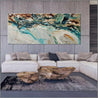 Southern Teal 240cm x 120cm White Turquoise Rust Textured Abstract Painting (SOLD)-Abstract-Franko-[huge]-[Australian]-[best Selling]-Franklin Art Studio