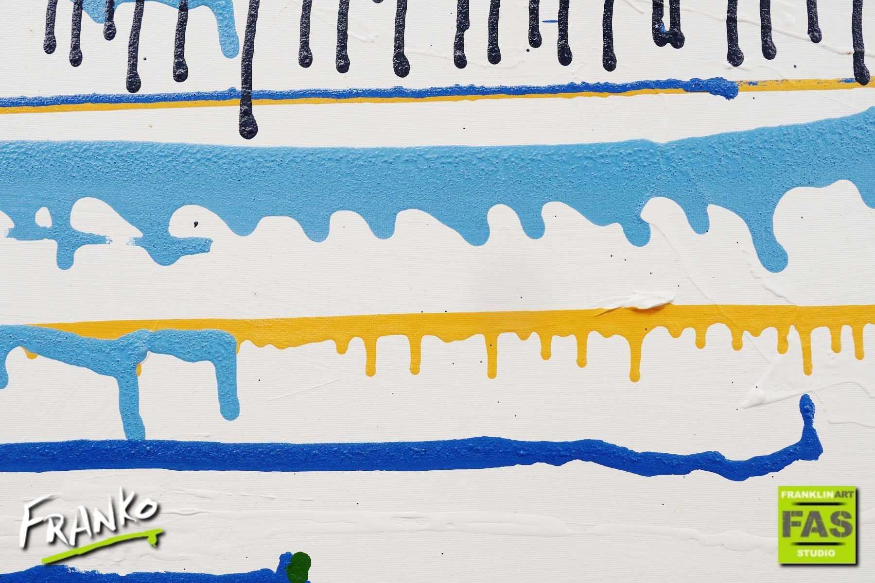 Split 190cm x 100cm White Colourful Abstract Painting (SOLD)