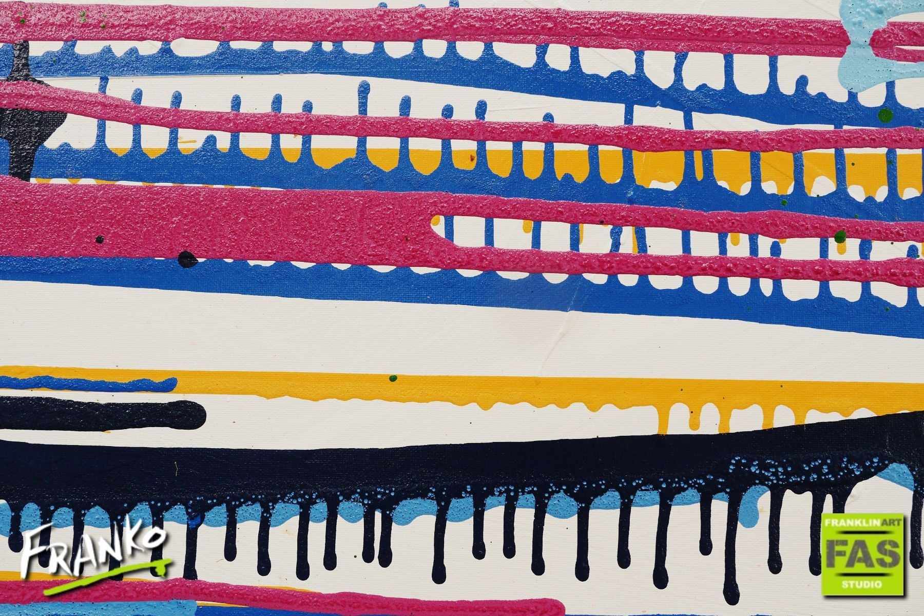 Split 190cm x 100cm White Colourful Abstract Painting (SOLD)