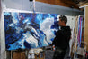 Spritzer 160cm x 100cm Blue White Grey Textured Abstract Painting (SOLD)-Abstract-Franko-[franko_artist]-[Art]-[interior_design]-Franklin Art Studio