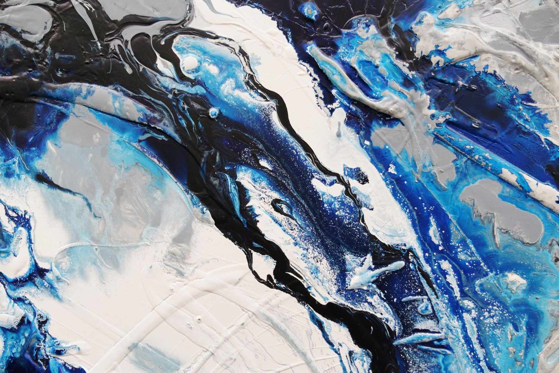 Spritzer 160cm x 100cm Blue White Grey Textured Abstract Painting (SOLD)