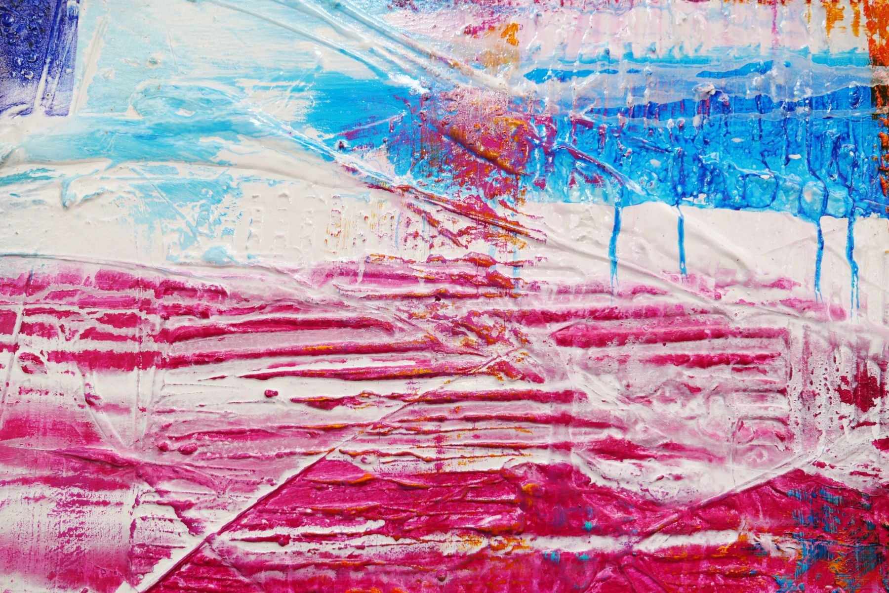 Square Root of Grunge 240cm x 100cm Blue Pink Textured Abstract Painting (SOLD)-Abstract-[Franko]-[Artist]-[Australia]-[Painting]-Franklin Art Studio