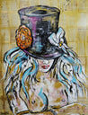 Steam Punk Girl 120cm x 150cm 50 Shades of Grey Nude Hat Vintage Book Pop art Painting (SOLD)-book club-Franko-[Franko]-[Australia_Art]-[Art_Lovers_Australia]-Franklin Art Studio