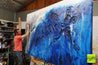 Steel Blue 250cm x 150cm Grey Blue Textured Abstract Painting (SOLD)-Abstract-Franko-[franko_artist]-[Art]-[interior_design]-Franklin Art Studio