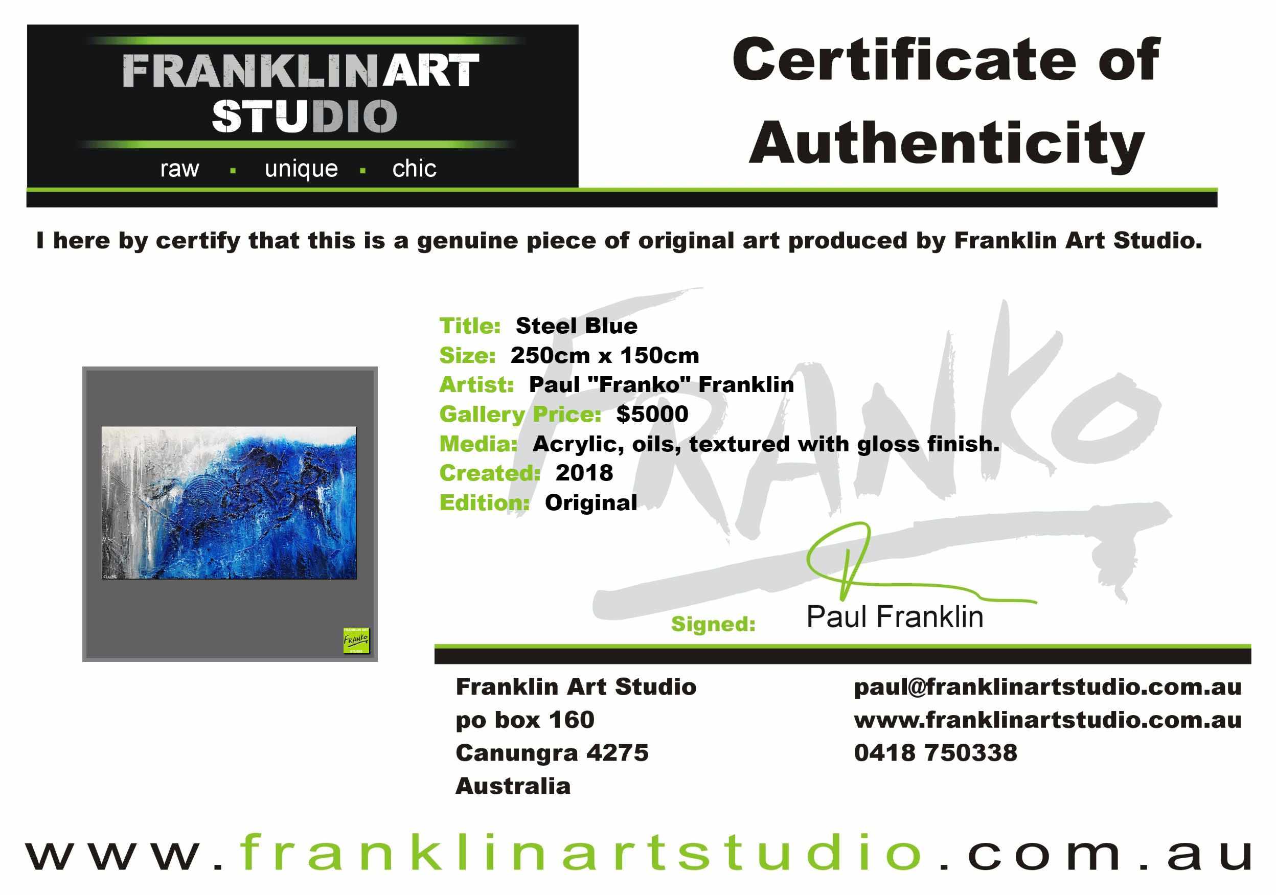 Steel Blue 250cm x 150cm Grey Blue Textured Abstract Painting (SOLD)-Abstract-Franko-[franko_art]-[beautiful_Art]-[The_Block]-Franklin Art Studio