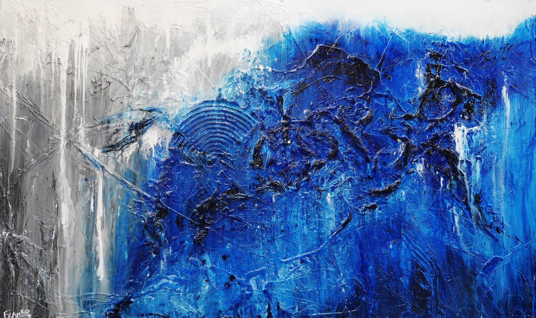 Steel Blue 250cm x 150cm Grey Blue Textured Abstract Painting (SOLD)-Abstract-Franko-[Franko]-[Australia_Art]-[Art_Lovers_Australia]-Franklin Art Studio