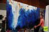 Steel Blue Oxide 150cm x 250cm White Blue Textured Abstract Painting (SOLD)-Abstract-Franko-[franko_artist]-[Art]-[interior_design]-Franklin Art Studio