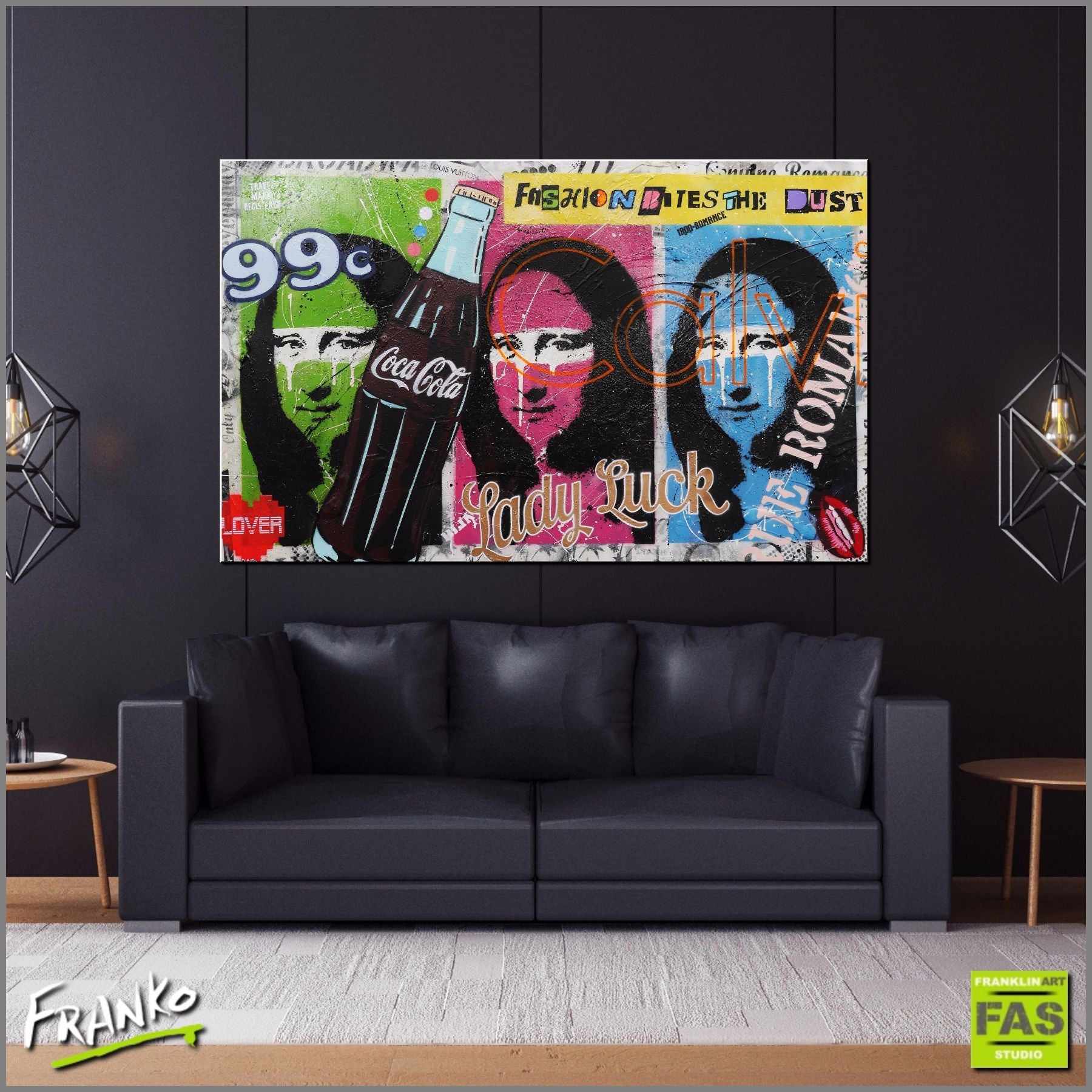 Stop Your Moaning 160cm x 100cm Mona Lisa Pop Art Painting (SOLD)-urban pop-Franko-[Franko]-[huge_art]-[Australia]-Franklin Art Studio