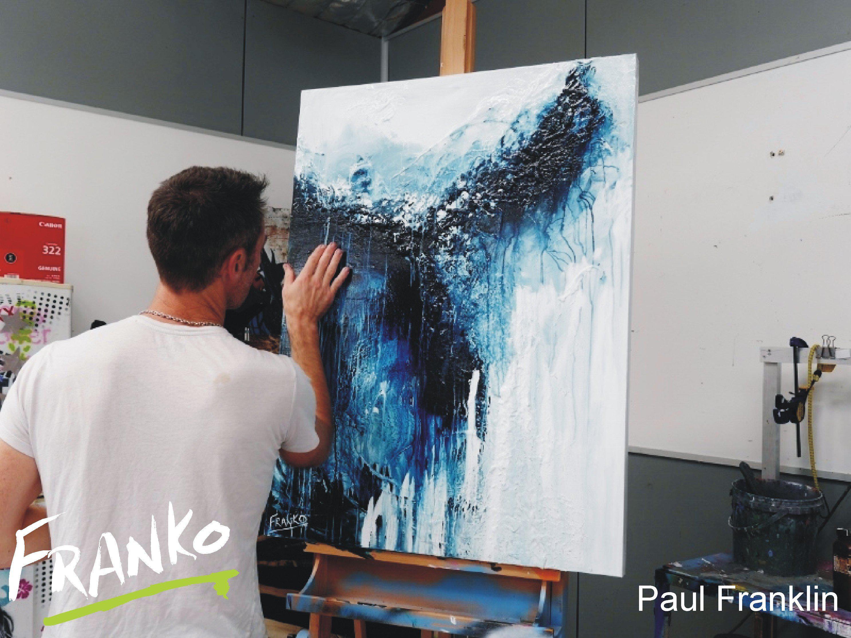 Stormy 75cm x 100cm Blue Abstract Painting (SOLD)-abstract-Franko-[franko_artist]-[Art]-[interior_design]-Franklin Art Studio