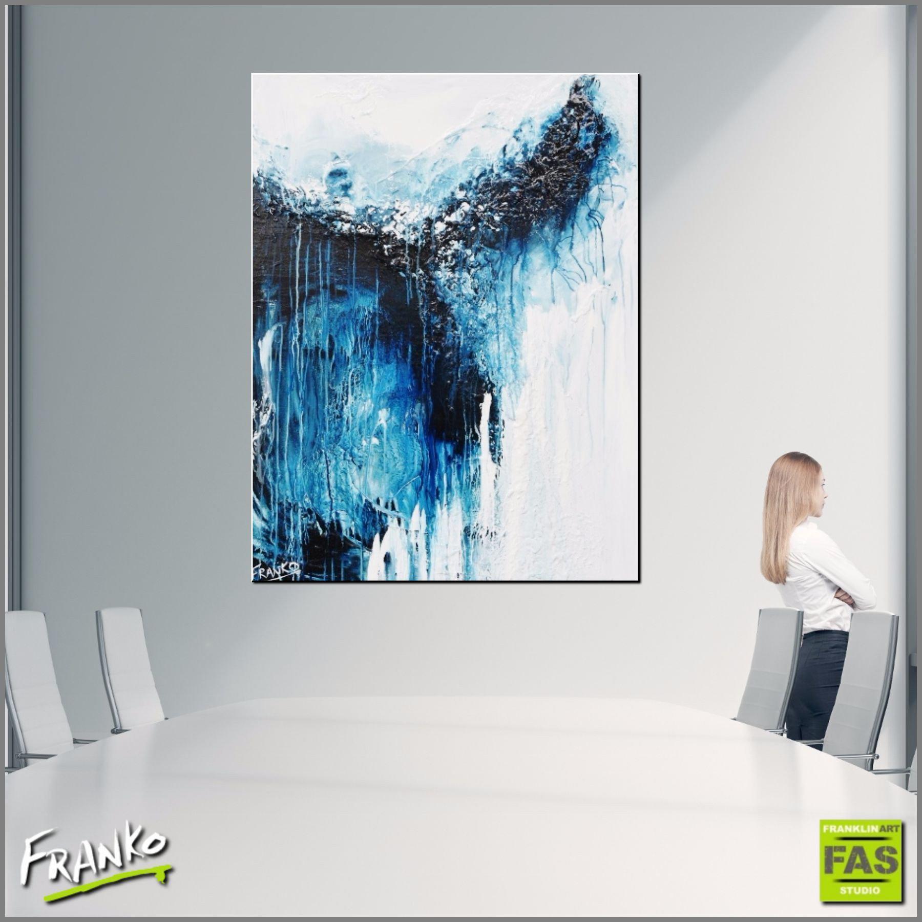Stormy 75cm x 100cm Blue Abstract Painting (SOLD)-abstract-Franko-[Franko]-[huge_art]-[Australia]-Franklin Art Studio
