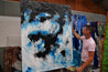 Stormy Reach 140cm x 180cm Black Blue White Textured Abstract Painting (SOLD)-Abstract-Franko-[franko_artist]-[Art]-[interior_design]-Franklin Art Studio