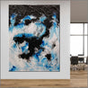 Stormy Reach 140cm x 180cm Black Blue White Textured Abstract Painting (SOLD)-Abstract-Franko-[Franko]-[huge_art]-[Australia]-Franklin Art Studio
