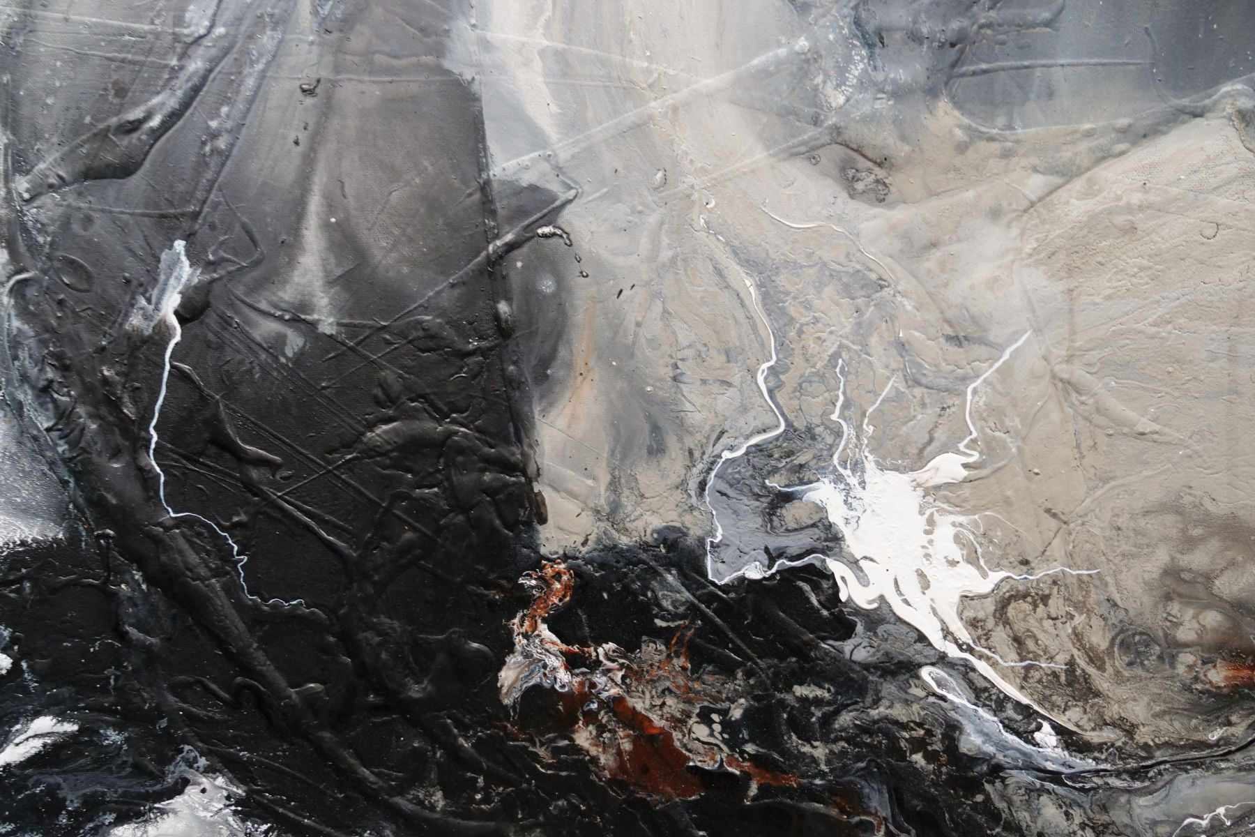 Stratosphere 200cm x 80cm Malt Black Textured Abstract Painting (SOLD)