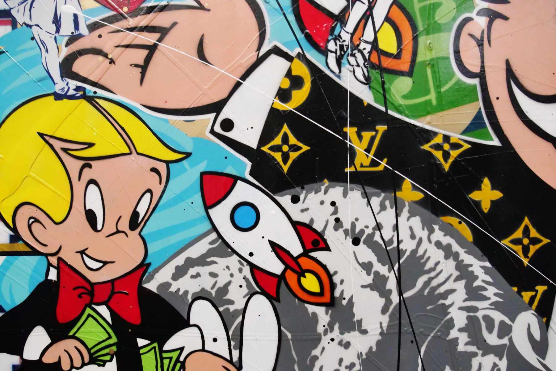 Strike It Lucky 160cm x 100cm Monopoly Man Textured Urban Pop Art Painting (SOLD)