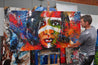 Stripe 190cm x 100cm Aboriginal Warrior Abstract Realism Textured Painting (SOLD)-people-[Franko Artist]-[Gold Coast]-[Brisbane]-[Huge]-Franklin Art Studio