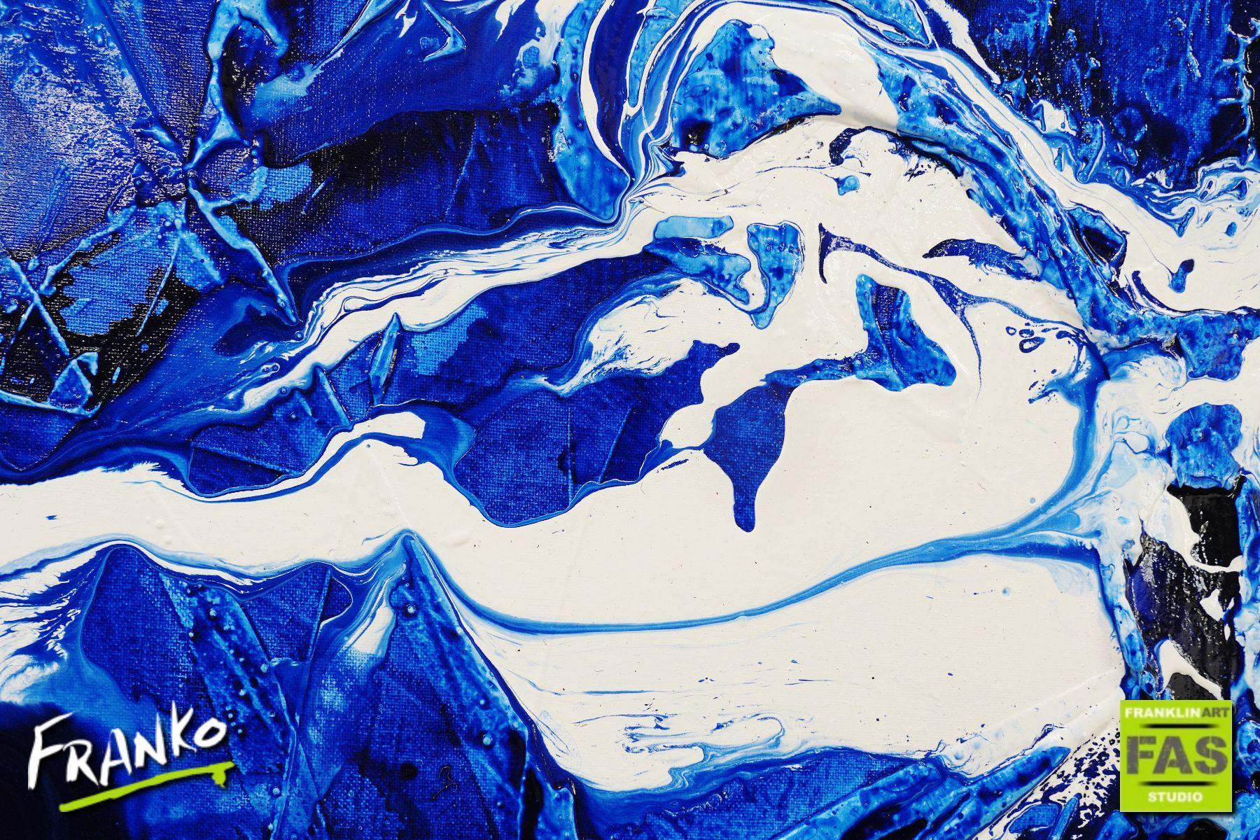 Stunning Blu 140cm x 100cm White Blue Abstract Painting (SOLD)