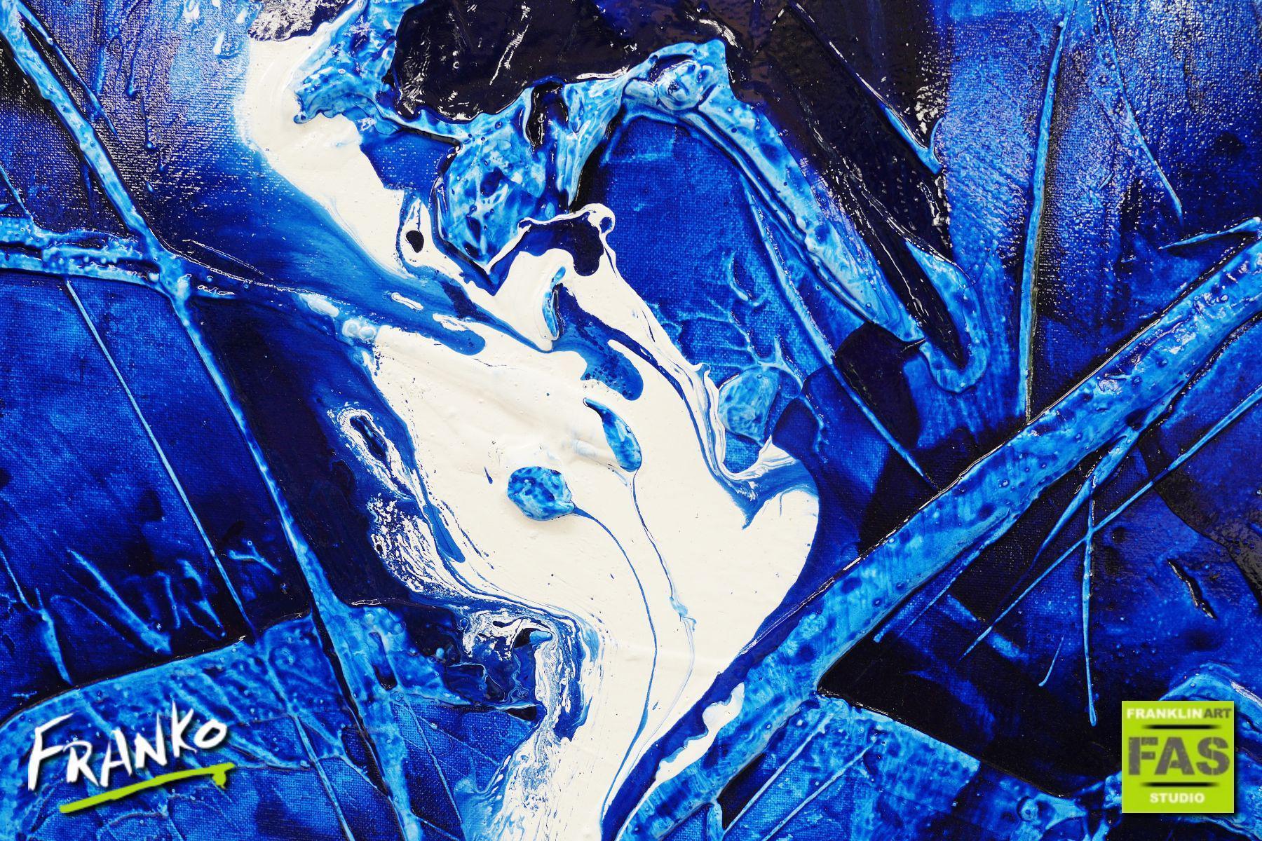 Stunning Blu 140cm x 100cm White Blue Abstract Painting (SOLD)-Abstract-[Franko]-[Artist]-[Australia]-[Painting]-Franklin Art Studio