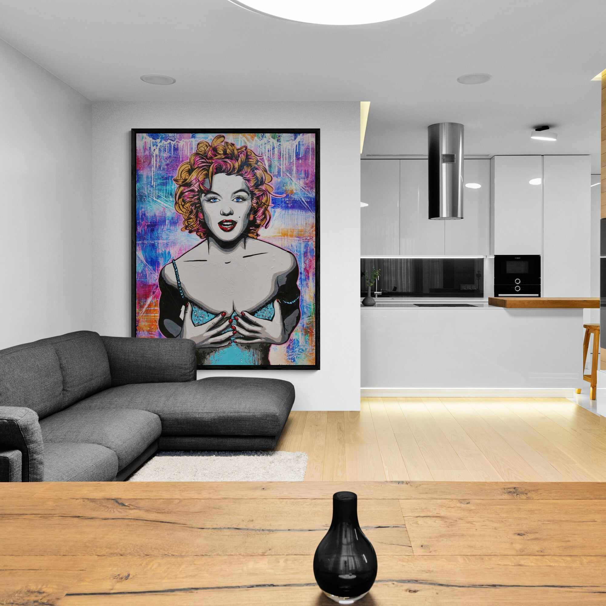 Suave Ms M 140cm x 180cm Marilyn Monroe Textured Urban Pop Art Painting (SOLD)-Urban Pop Art-Franko-[franko_artist]-[Art]-[interior_design]-Franklin Art Studio