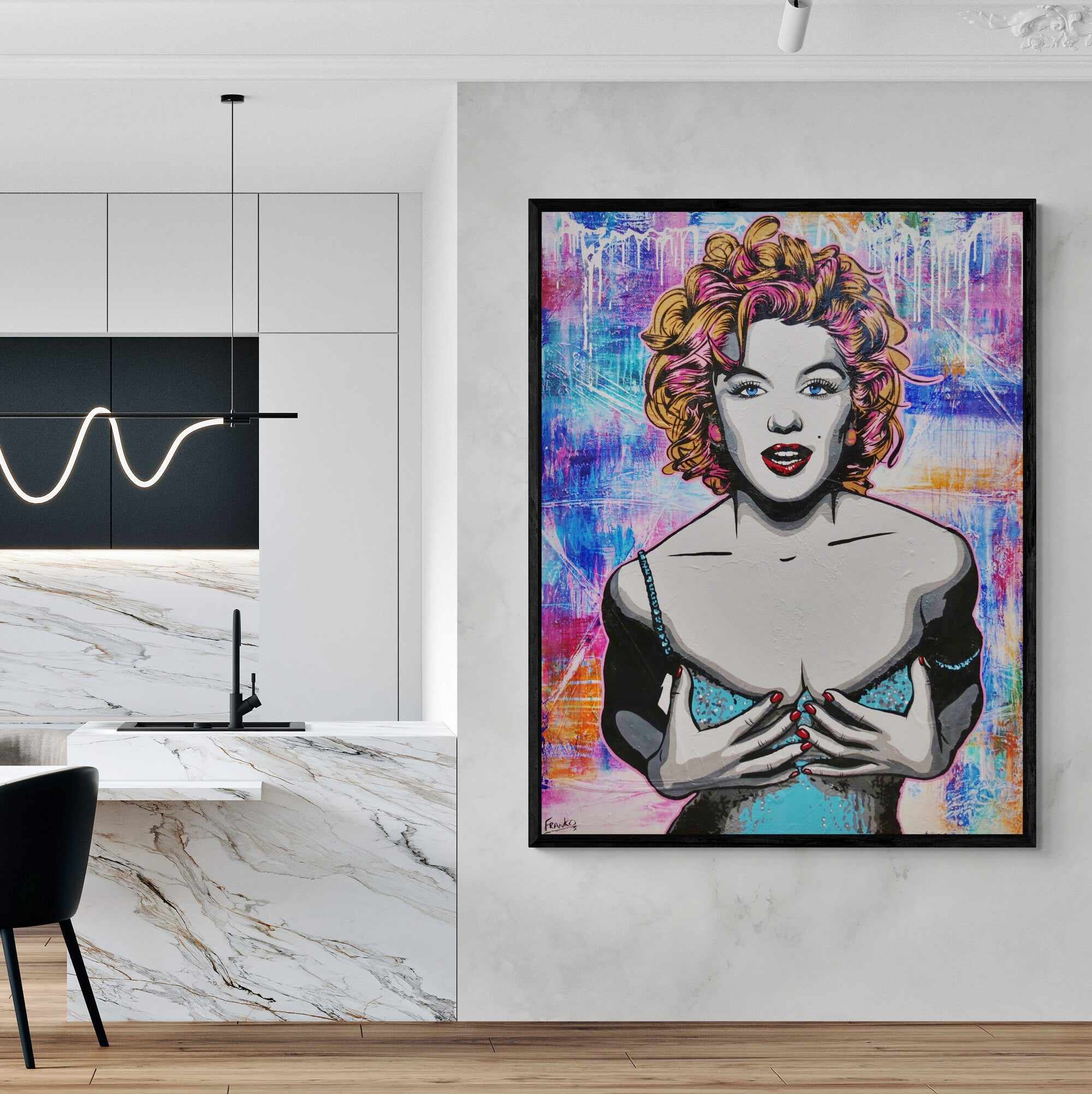 Suave Ms M 140cm x 180cm Marilyn Monroe Textured Urban Pop Art Painting (SOLD)-Urban Pop Art-Franko-[Franko]-[huge_art]-[Australia]-Franklin Art Studio