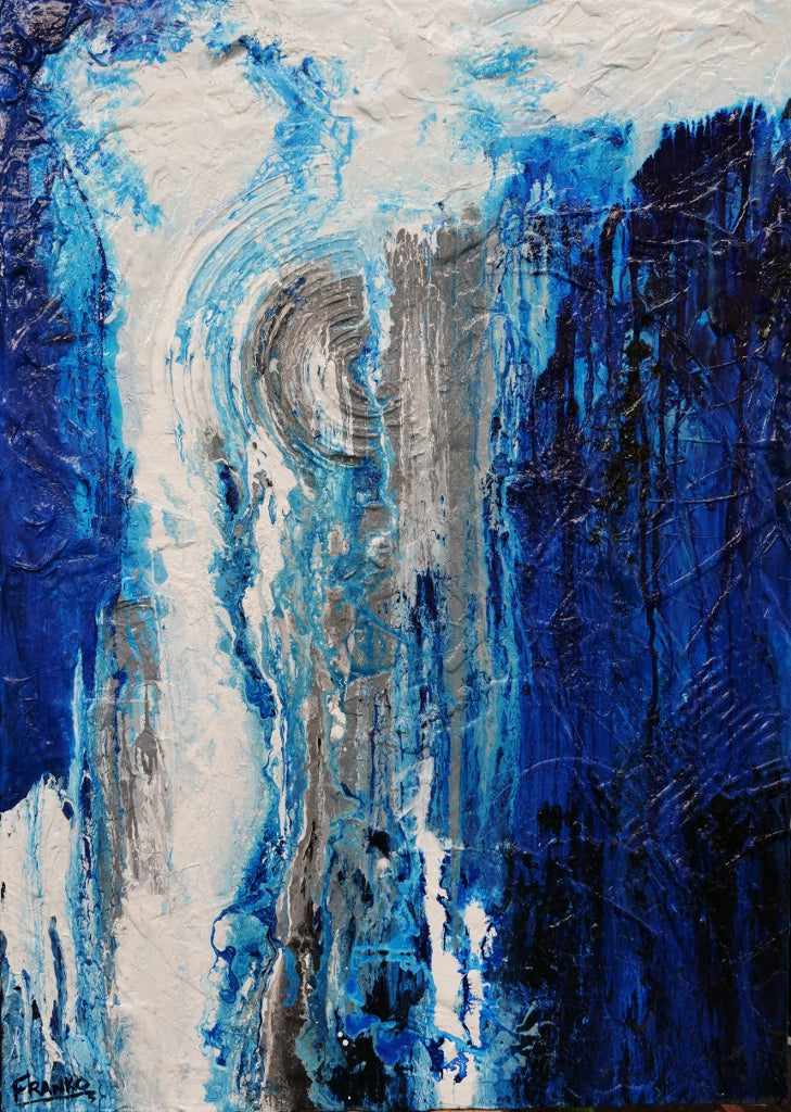 Sugar Blue 140cm x 100cm Prussian Phalto Blue White Grey Textured Abstract Painting (SOLD)-Abstract-Franko-[Franko]-[Australia_Art]-[Art_Lovers_Australia]-Franklin Art Studio