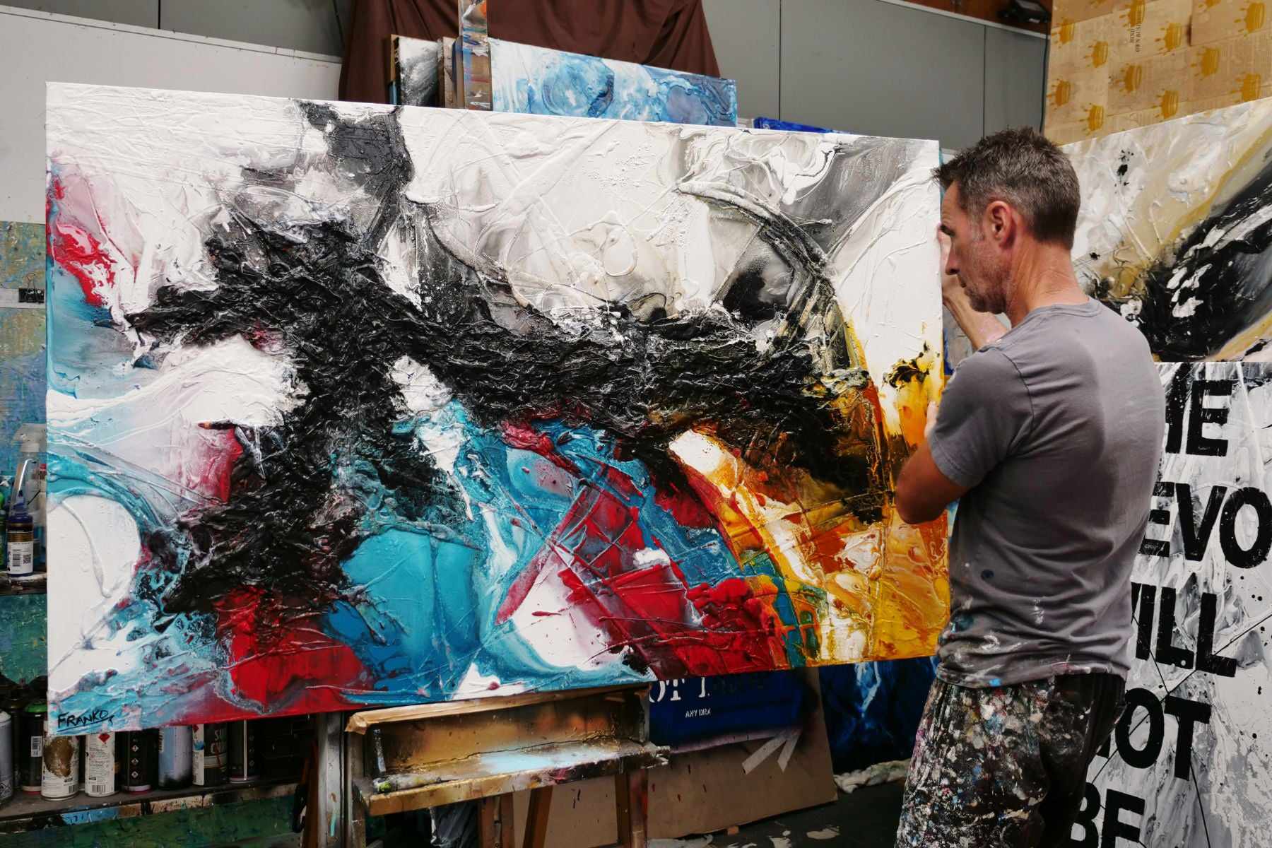 Sugar Candy 160cm x 100cm Colourful Textured Abstract Painting (SOLD)-Abstract-[Franko Artist]-[Gold Coast]-[Brisbane]-[Huge]-Franklin Art Studio