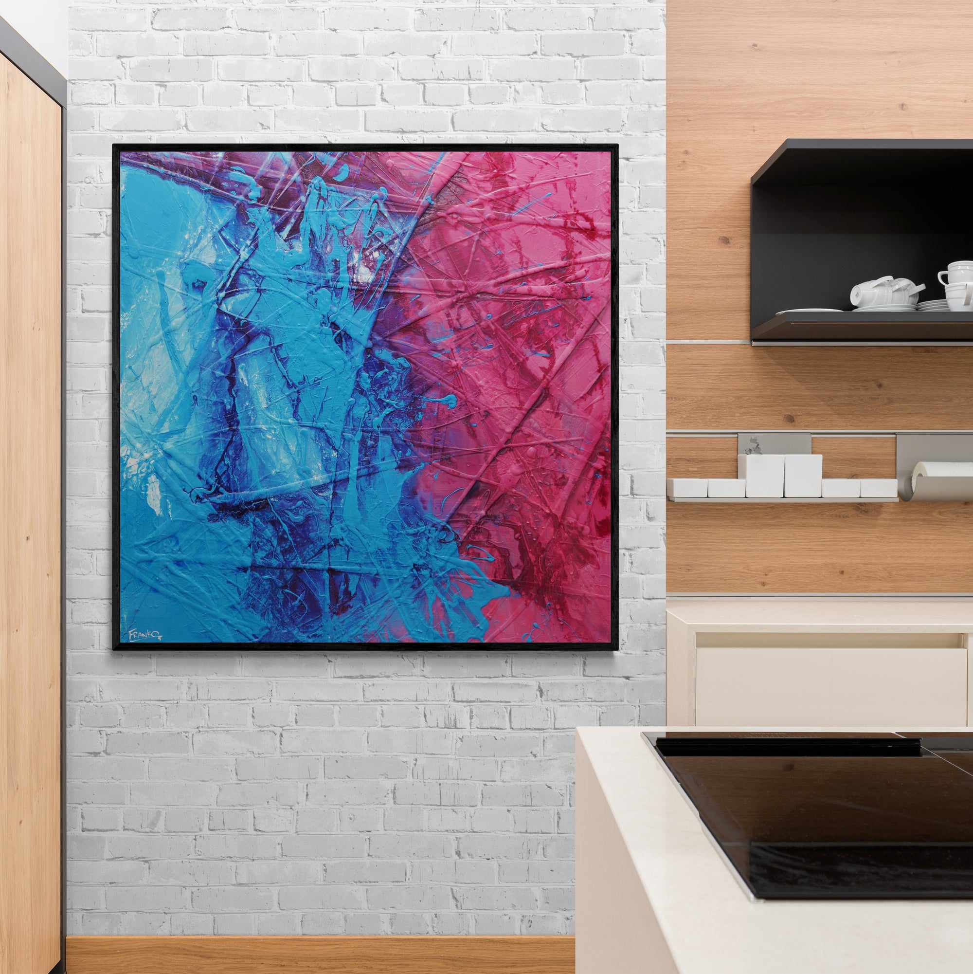 Sugar Dreams 120cm x 120cm Blue Pink Textured Abstract Painting-Abstract-[Franko]-[Artist]-[Australia]-[Painting]-Franklin Art Studio