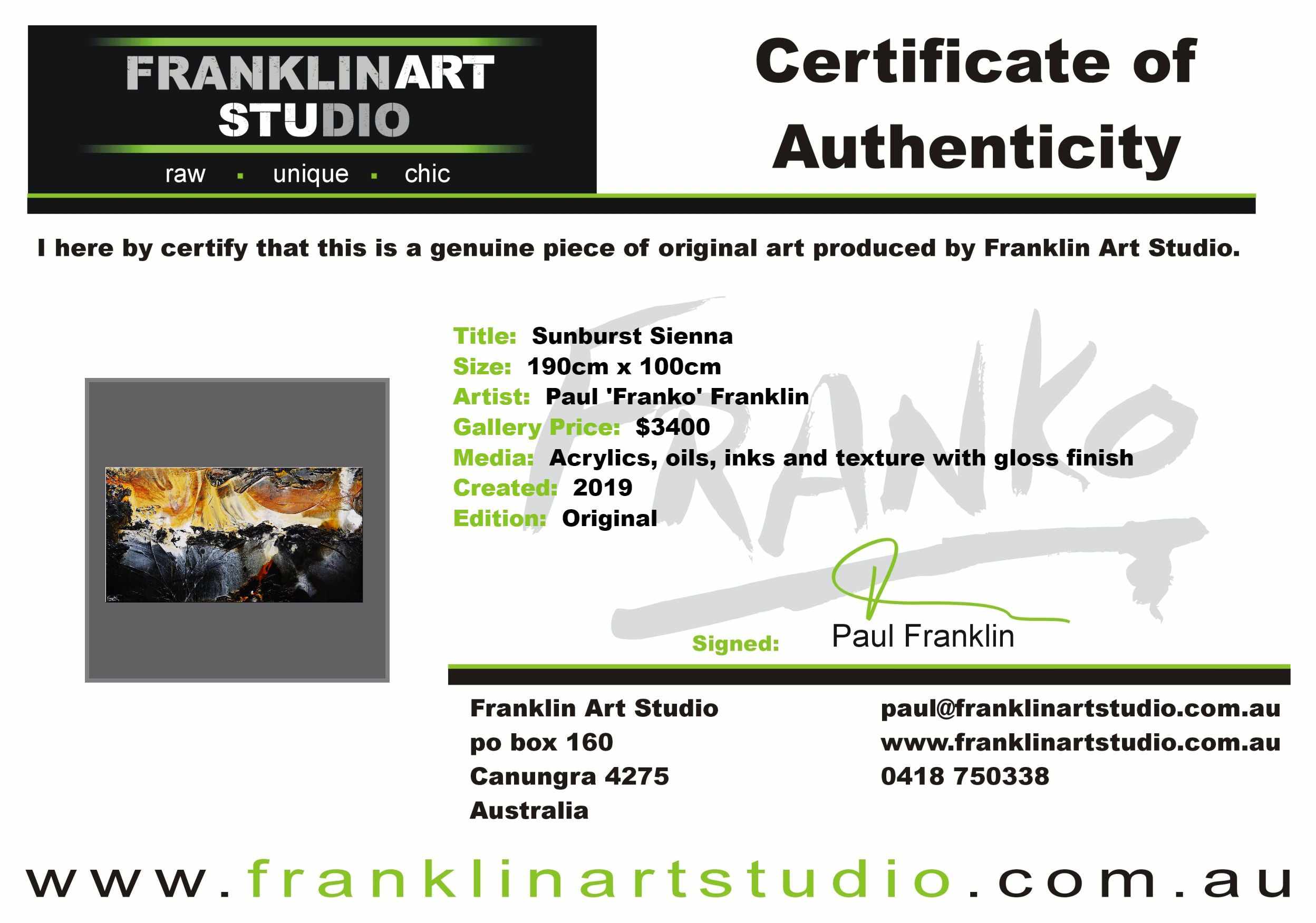 Sunburst Sienna 190cm x 100cm Black Sienna Textured Abstract Painting (SOLD)-Abstract-Franko-[franko_art]-[beautiful_Art]-[The_Block]-Franklin Art Studio