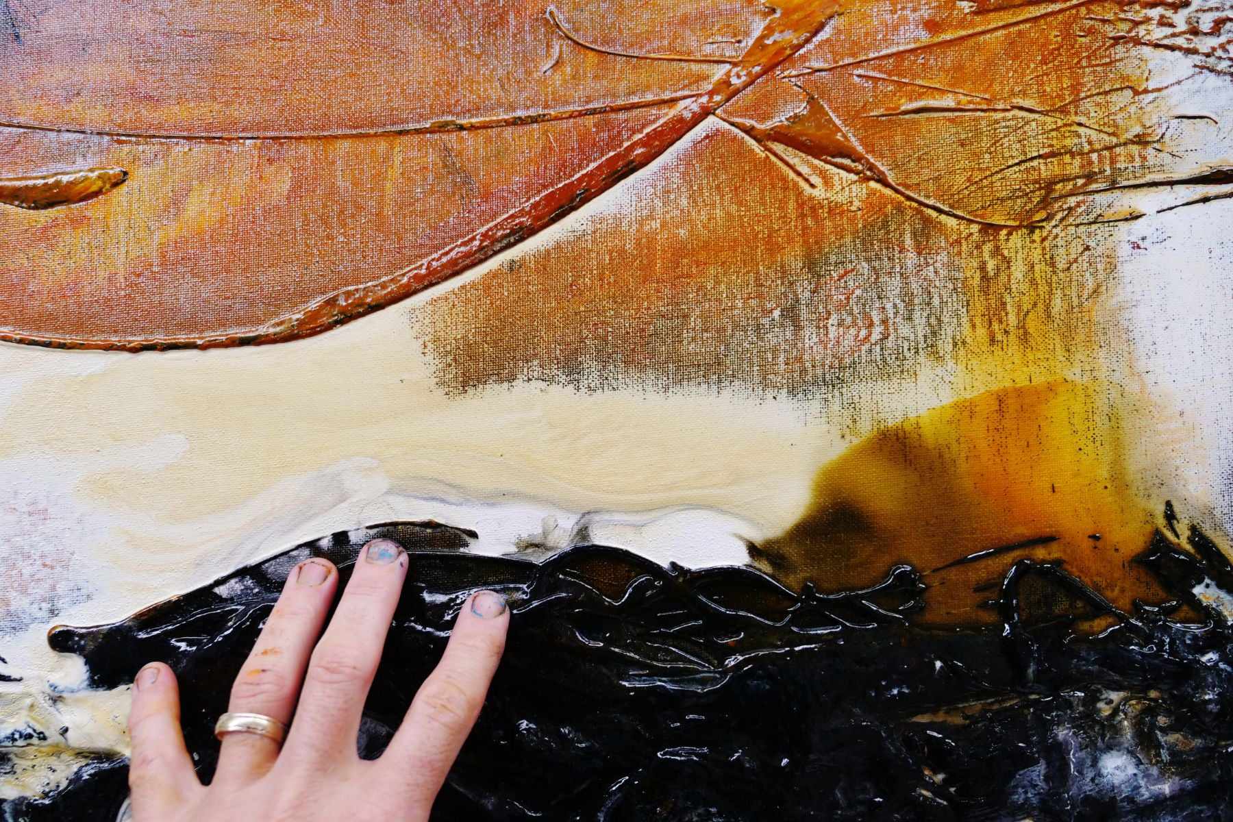 Sunburst Sienna 190cm x 100cm Black Sienna Textured Abstract Painting (SOLD)