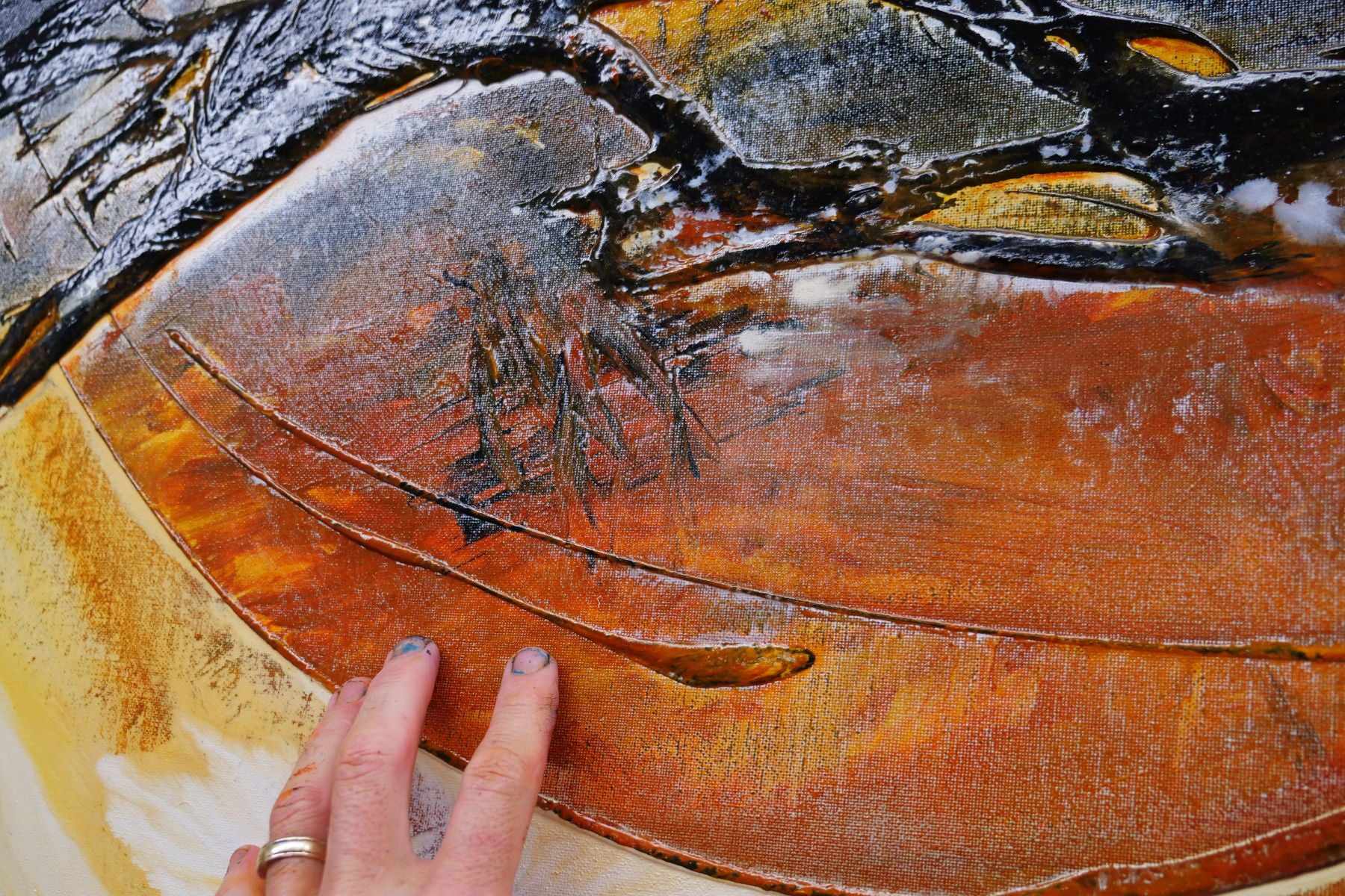 Sunburst Sienna 190cm x 100cm Black Sienna Textured Abstract Painting (SOLD)-Abstract-[Franko]-[Artist]-[Australia]-[Painting]-Franklin Art Studio