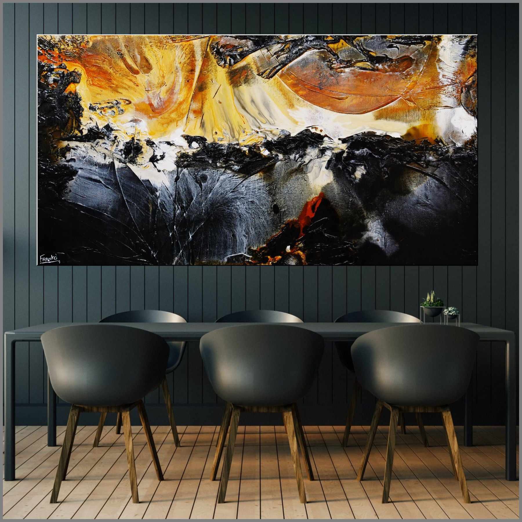 Sunburst Sienna 190cm x 100cm Black Sienna Textured Abstract Painting (SOLD)-Abstract-Franko-[Franko]-[huge_art]-[Australia]-Franklin Art Studio