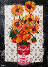 Sunflower Soup 140cm x 100cm Sunflower Campbells Soup Textured Urban Pop Art Painting-Urban Pop Art-Franko-[Franko]-[Australia_Art]-[Art_Lovers_Australia]-Franklin Art Studio