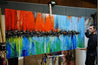 Sunset and Cocktails 240cm x 100cm Blue Orange Textured Abstract Painting (SOLD)-Abstract-[Franko Artist]-[Gold Coast]-[Brisbane]-[Huge]-Franklin Art Studio