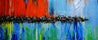 Sunset and Cocktails 240cm x 100cm Blue Orange Textured Abstract Painting (SOLD)-Abstract-[Franko ]-[Gallery]-[popular]-[Australia]-Franklin Art Studio