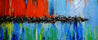 Sunset and Cocktails 240cm x 100cm Blue Orange Textured Abstract Painting (SOLD)-Abstract-Franko-[Franko]-[Australia_Art]-[Art_Lovers_Australia]-Franklin Art Studio