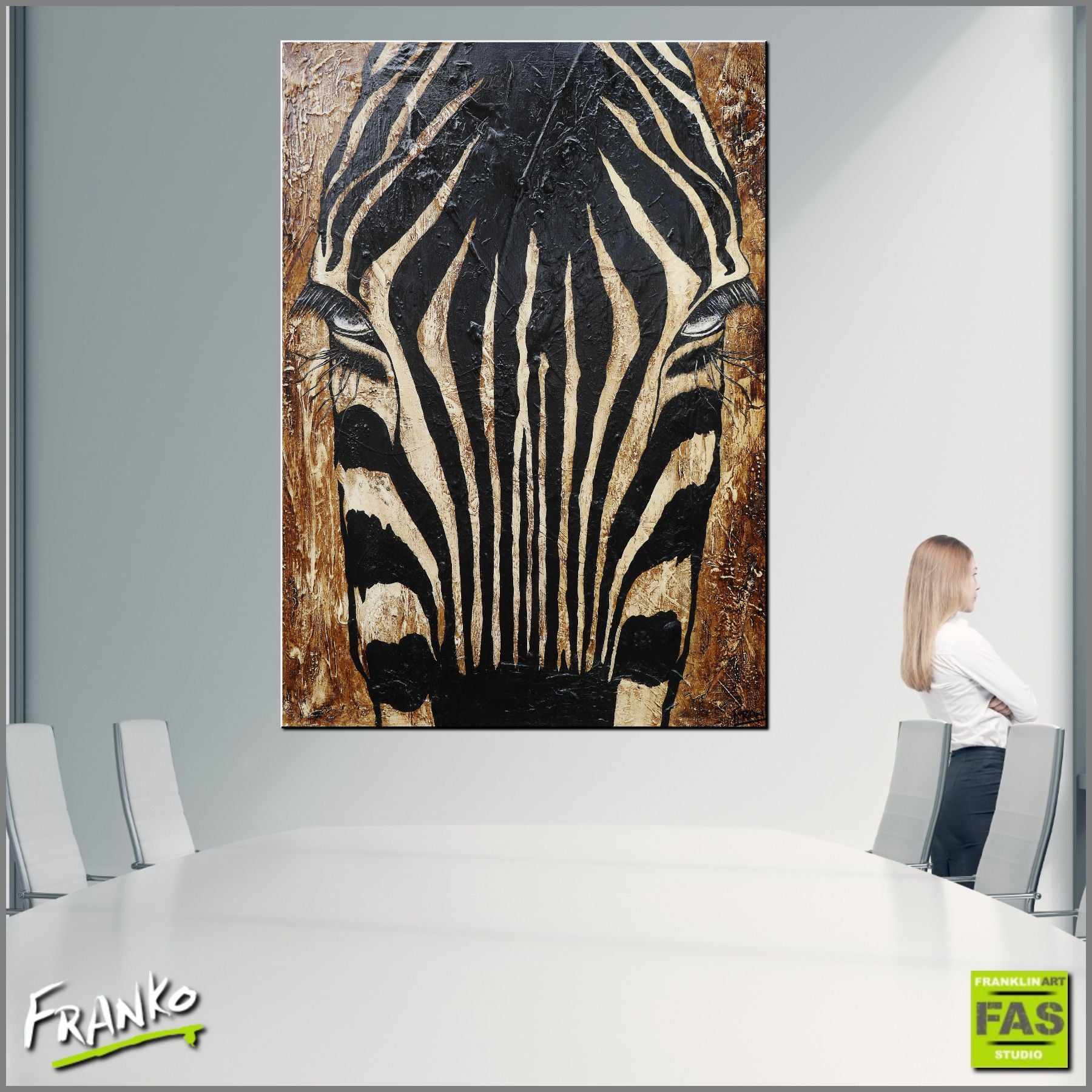 Tahir Joy (Pure) 140cm x 100cm African Zebra Painting (SOLD)-Animals-Franko-[Franko]-[huge_art]-[Australia]-Franklin Art Studio